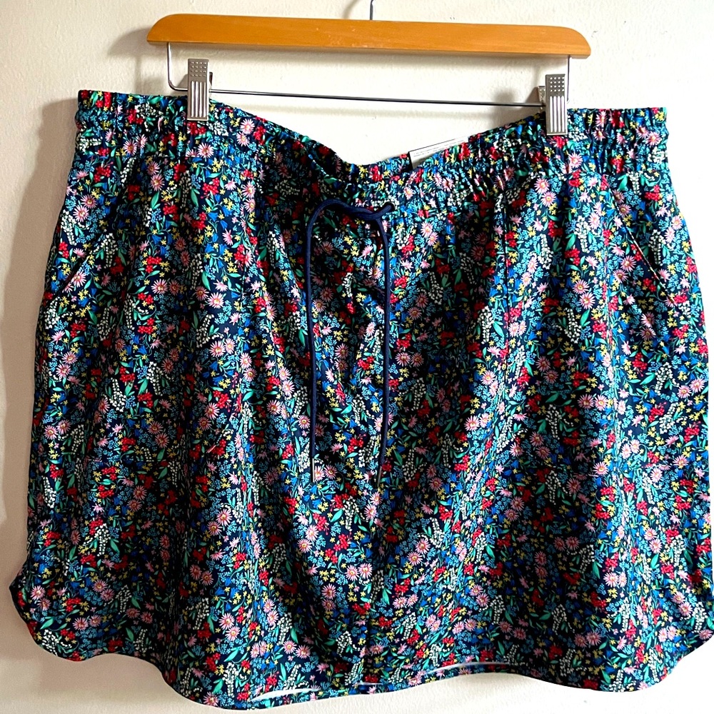 Floral Drawstring Mini Skirt - Navy Multi